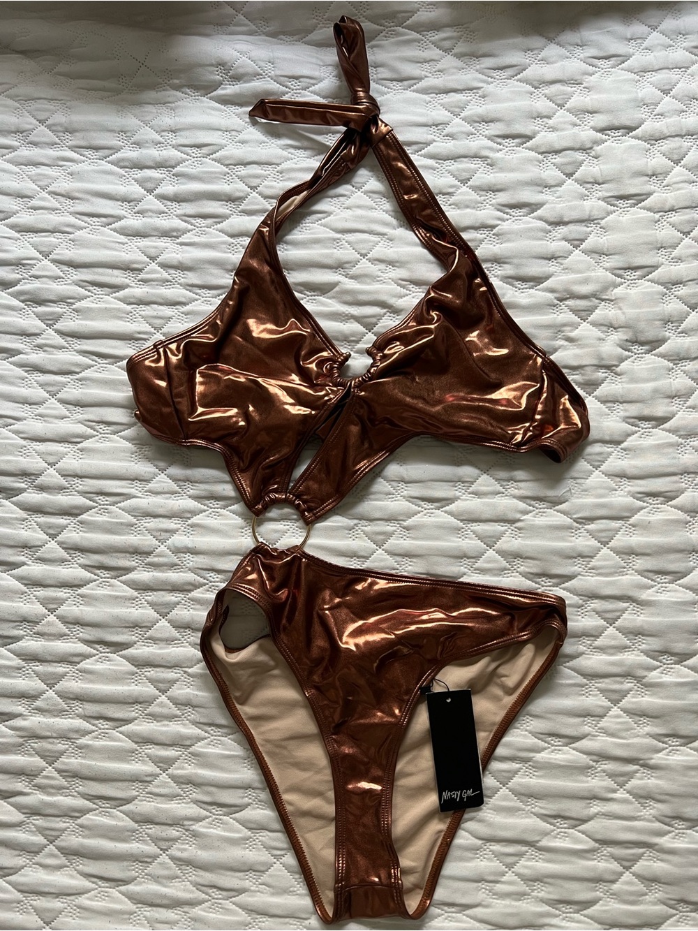 Nasty Gal Metallic Copper Bikini Bottoms